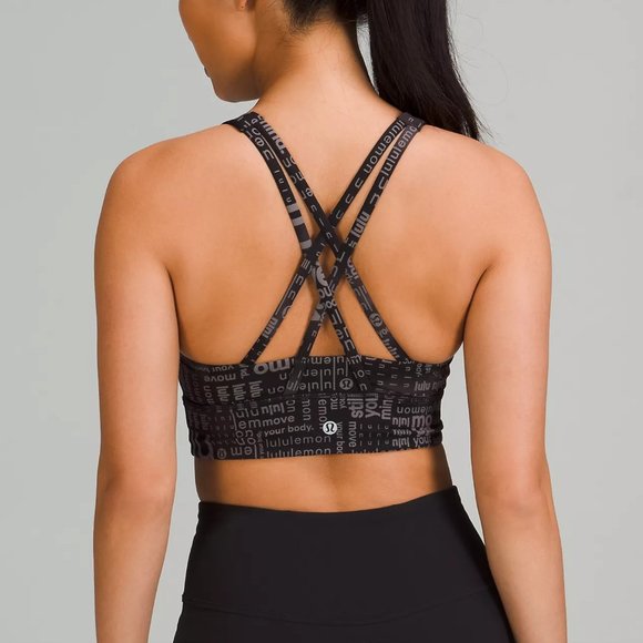 NWT Lululemon Energy High-Neck Longline Bra in Lululemon Ombre Black Multi SZ 4 - Picture 4 of 8